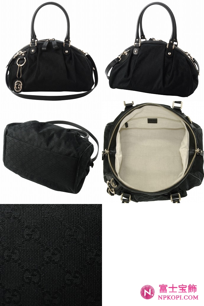 GUCCI/グッチ 2012年春夏SUKEY定番キャンバスGG柄Gチャーム付きミディアムボストンバッグ 223974 FAFXG 1000 